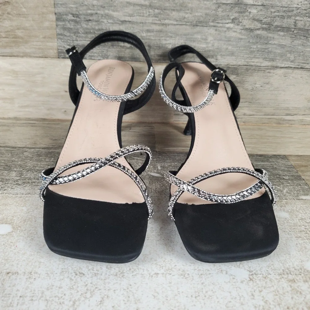 Touch Ups By Benjamin Sunny Womens Sandals‎ Sz 11 Black Ankle Strap Flare Heel